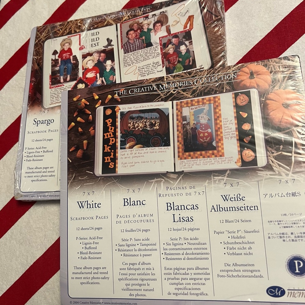 Creative Memories Scrapbook Pages - White and Spargo 7x7